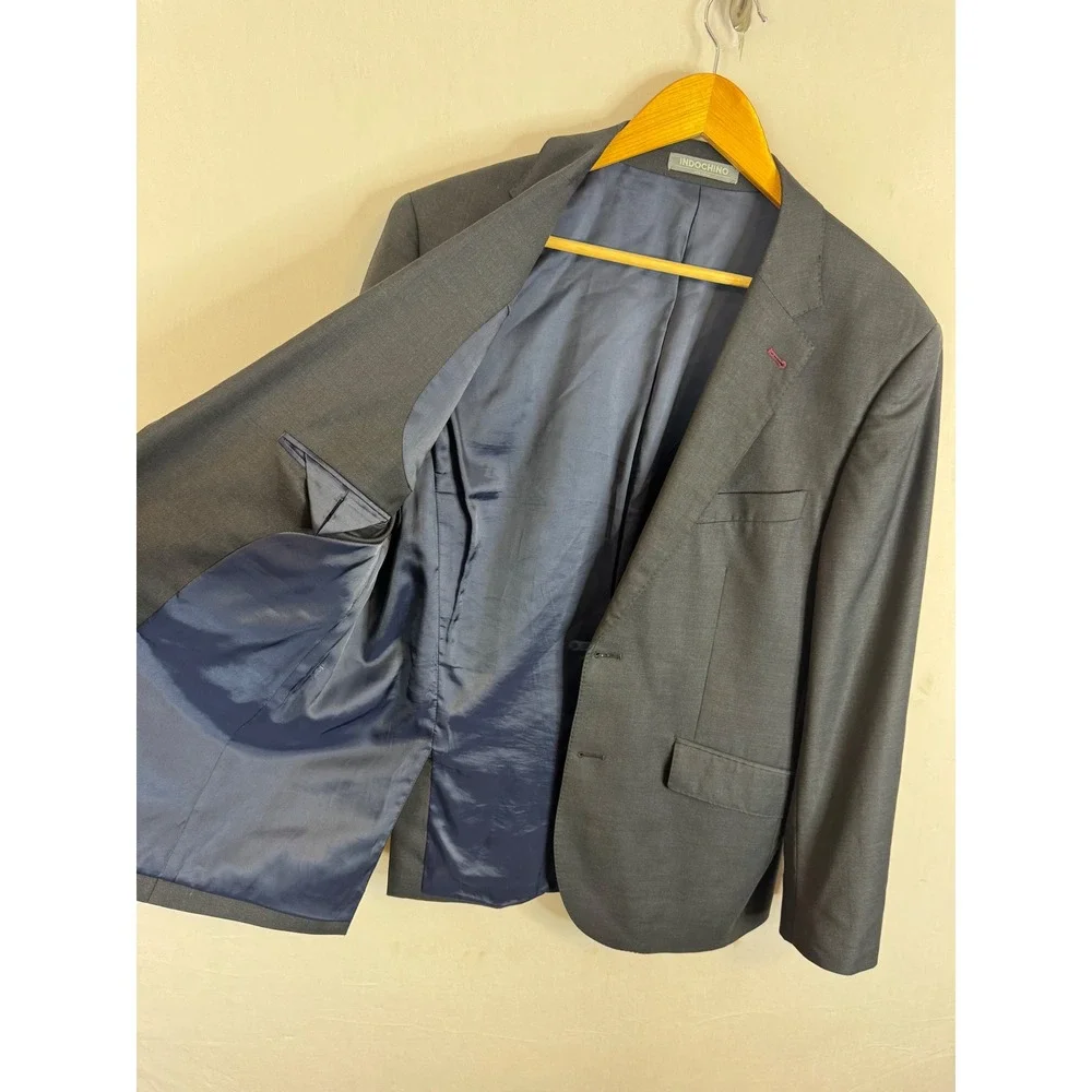 Indochino Mens 44 Charcoal Gray  Wool 2-Button Suit Jacket Blazer Ticket Pocket